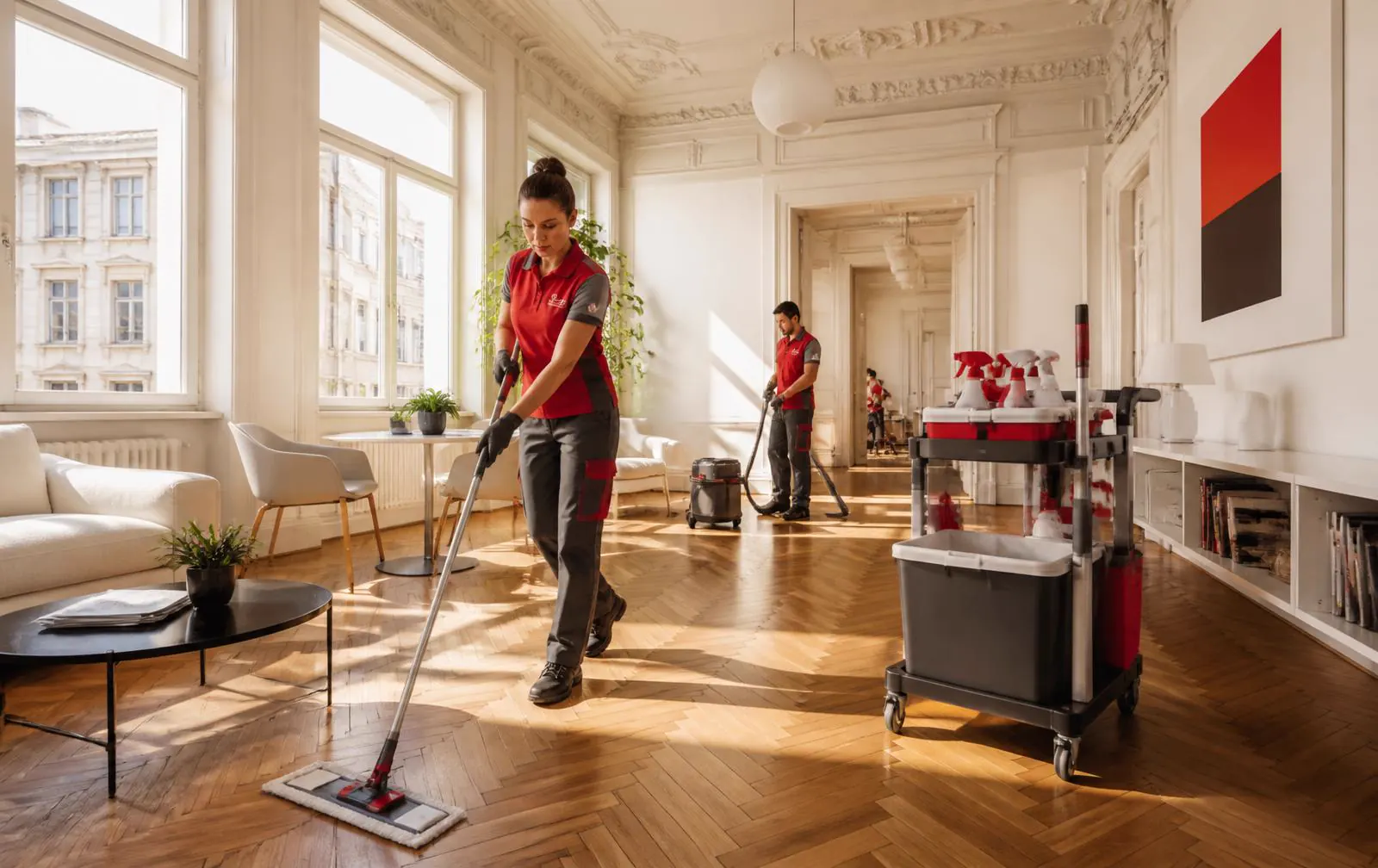 reinigungsdienst-wien.at – Reinigungsdienst Wien: Reinigungsteam bei der Wohnungsreinigung in einer Wiener Altbauwohnung